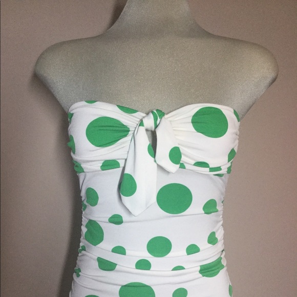 🌹3/25🌹Sirens white & green  Strapless polkadot Top Size SP - Picture 2 of 6